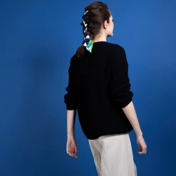 Maison Montagut Pull Col V En Maille Cotelee - Bulle><noscript><img width=