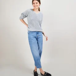 Maison Montagut Pull Col V En Maille Cotelee - Bulle><noscript><img width=