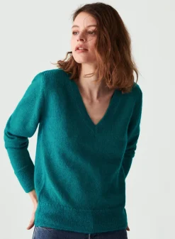 Maison Montagut Pull Col V En Mohair Finitions Bords Cotes - Astrid>Femme Pulls
