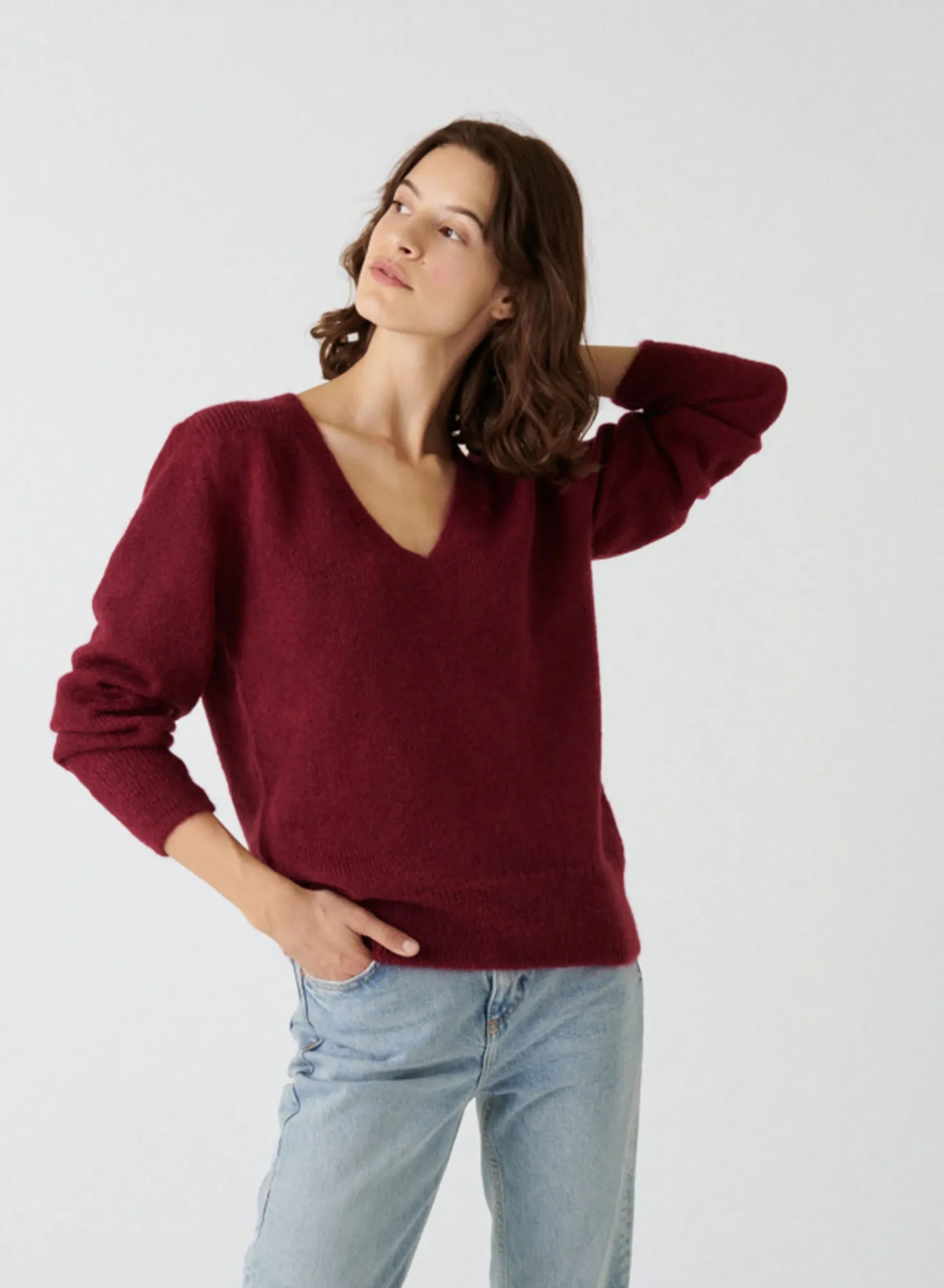 Maison Montagut Pull Col V En Mohair Finitions Bords Cotes - Astrid>Femme Pulls