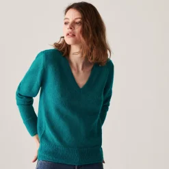 Maison Montagut Pull Col V En Mohair Finitions Bords Cotes - Astrid><noscript><img width=