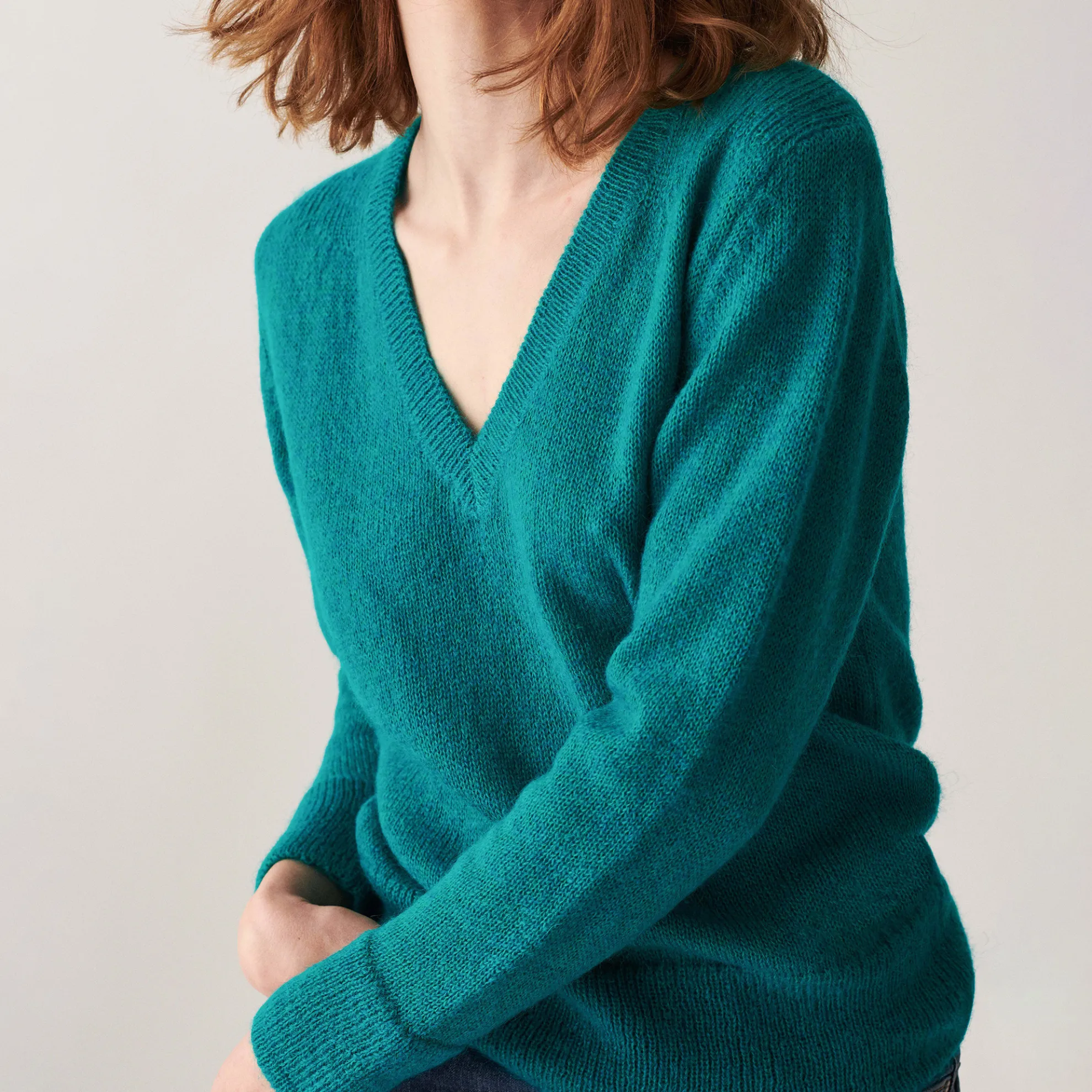 Maison Montagut Pull Col V En Mohair Finitions Bords Cotes - Astrid>Femme Pulls