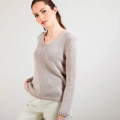 Maison Montagut Pull Col V En Soie Coton Et Laine - Blovis><noscript><img width=