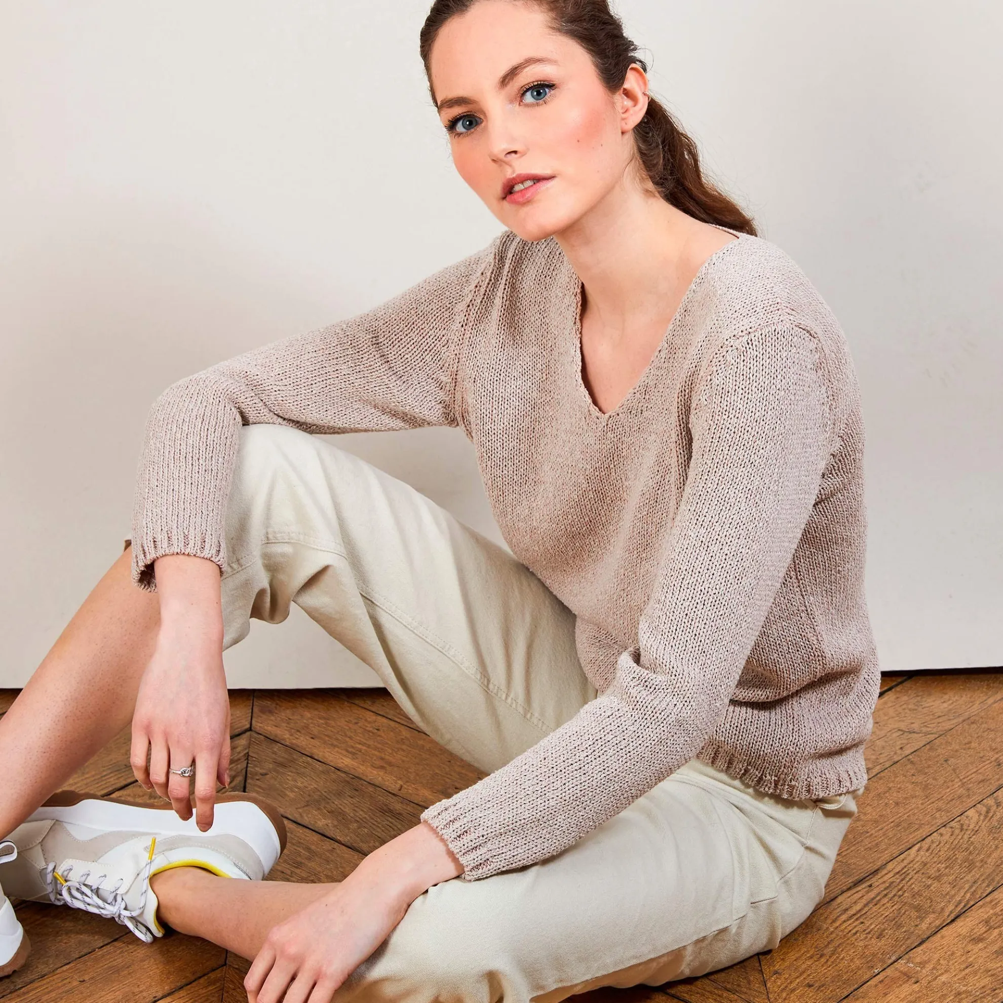 Maison Montagut Pull Col V En Soie Coton Et Laine - Blovis>Femme Pulls