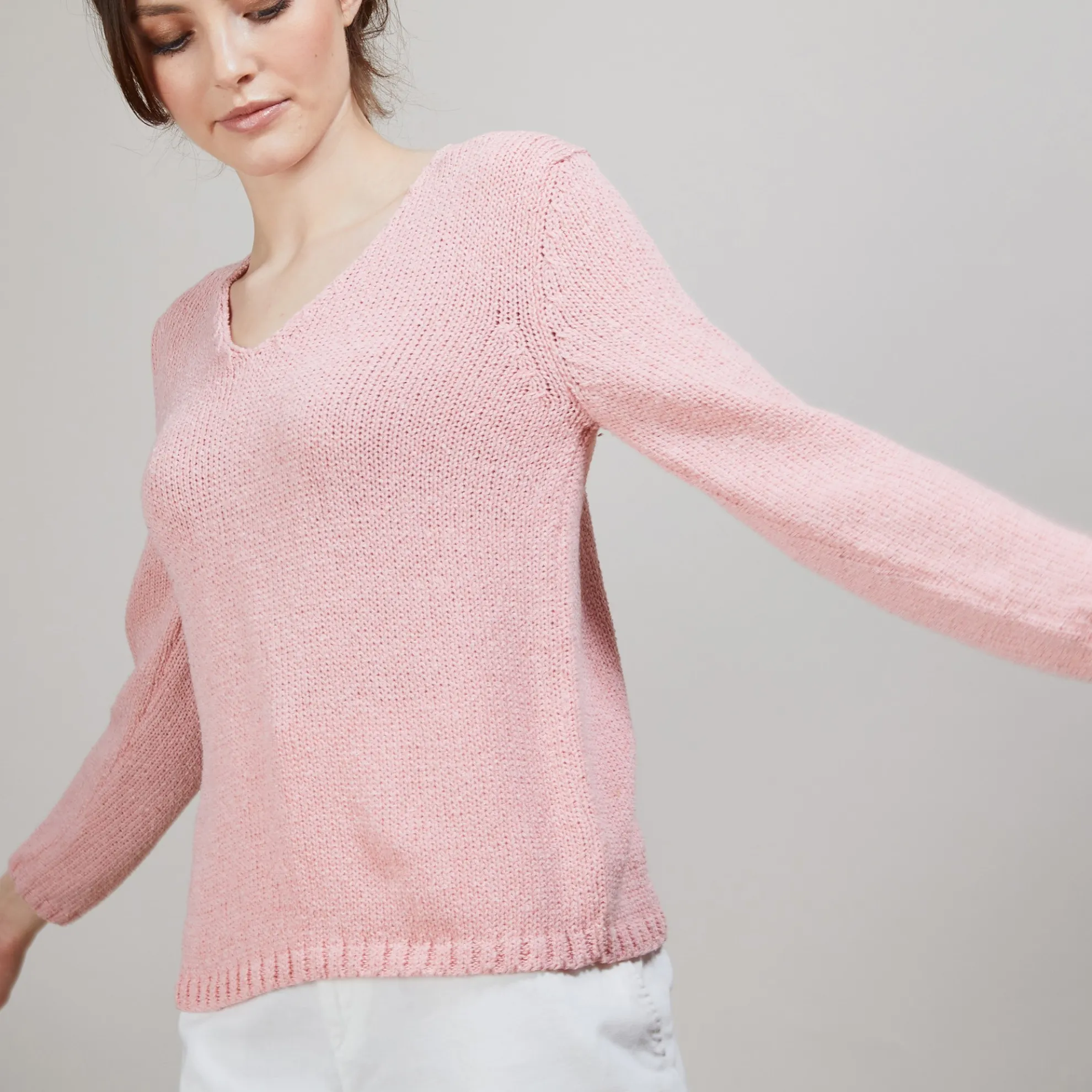 Maison Montagut Pull Col V En Soie Coton Et Laine - Blovis>Femme Pulls