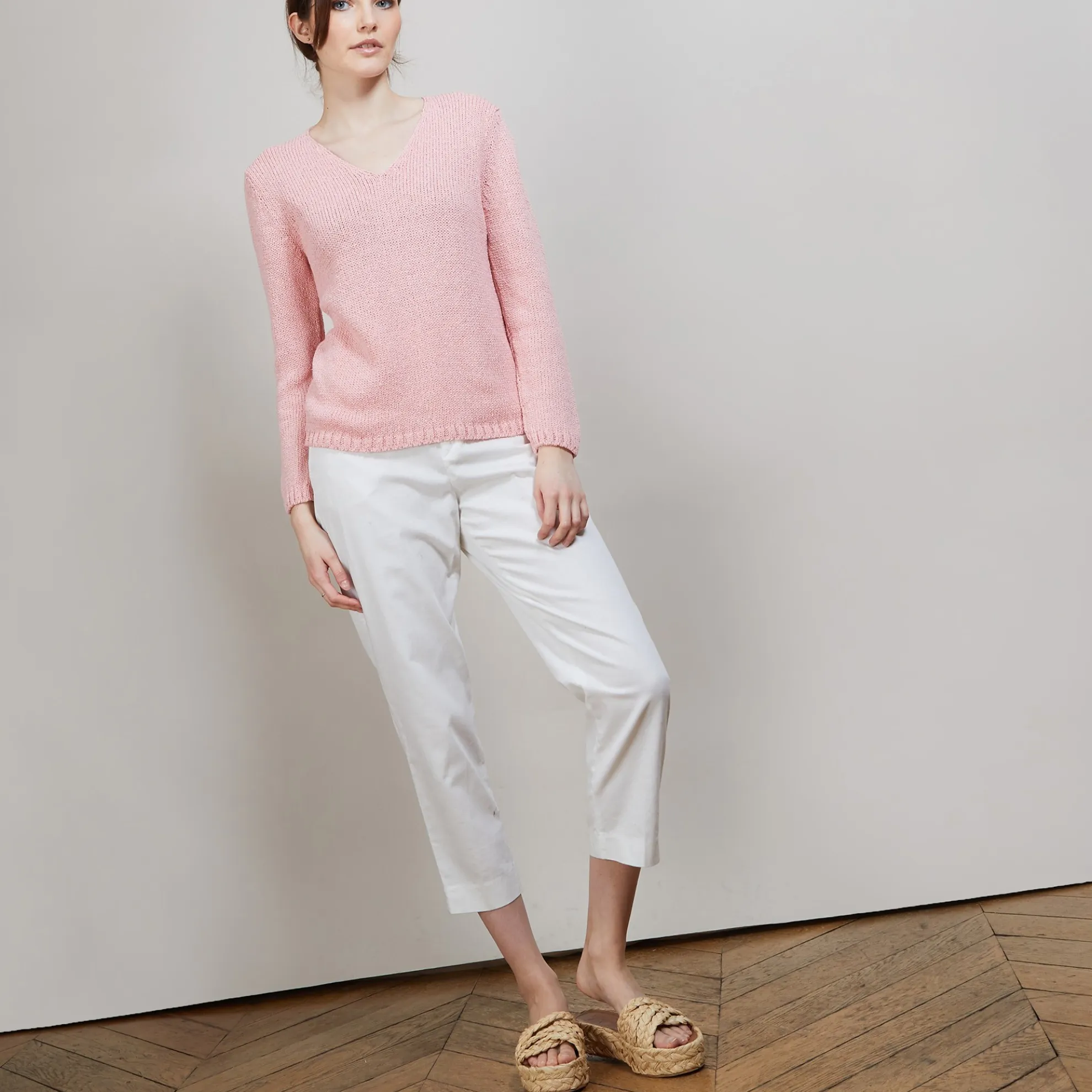 Maison Montagut Pull Col V En Soie Coton Et Laine - Blovis>Femme Pulls