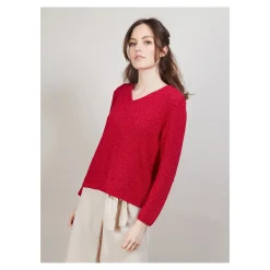 Maison Montagut Pull Col V En Soie Coton Et Laine - Blovis><noscript><img width=