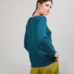 Maison Montagut Pull Col V En Soie Coton Et Laine - Blovis><noscript><img width=