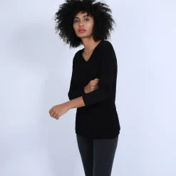 Maison Montagut Pull Col V Oversize En Bambou Cachemire - Ornella><noscript><img width=