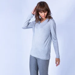 Maison Montagut Pull Col V Oversize En Bambou Cachemire - Ornella><noscript><img width=
