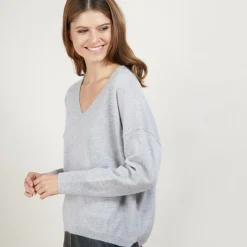 Maison Montagut Pull Court Col V En Cachemire Avec Poches - Balba><noscript><img width=