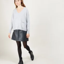 Maison Montagut Pull Court Col V En Cachemire Avec Poches - Balba><noscript><img width=