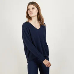 Maison Montagut Pull Court Col V En Cachemire Avec Poches - Balba><noscript><img width=