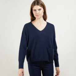 Maison Montagut Pull Court Col V En Cachemire Avec Poches - Balba><noscript><img width=