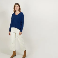 Maison Montagut Pull Court Col V En Cachemire Avec Poches - Balba><noscript><img width=