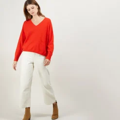 Maison Montagut Pull Court Col V En Cachemire Avec Poches - Balba><noscript><img width=