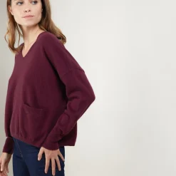 Maison Montagut Pull Court Col V En Cachemire Avec Poches - Balba><noscript><img width=