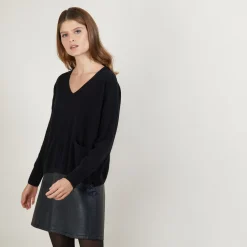 Maison Montagut Pull Court Col V En Cachemire Avec Poches - Balba><noscript><img width=