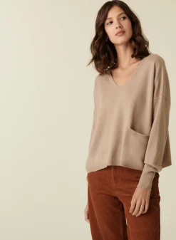 Maison Montagut Pull Court Col V En Cachemire Avec Poches - Balba><noscript><img width=