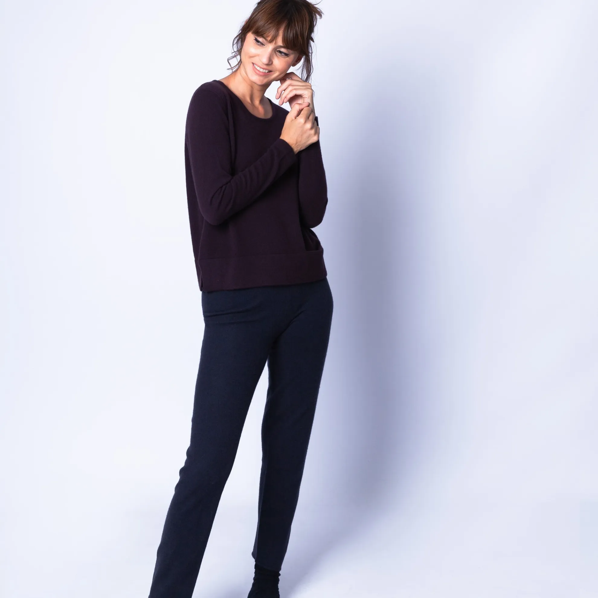 Maison Montagut Pull Court Fentes Cotes En Cachemire - Harmonie>Femme Pulls