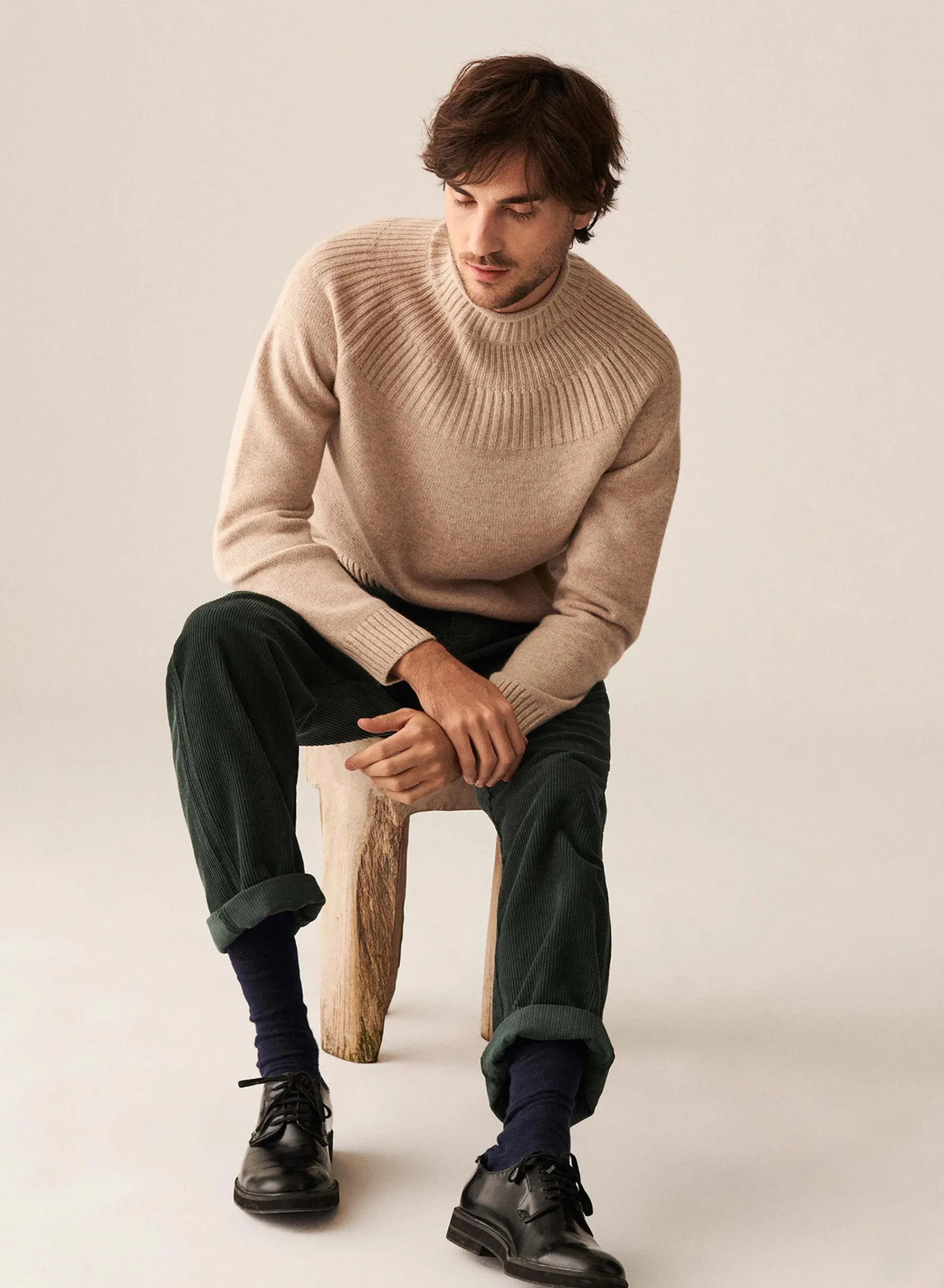 Maison Montagut Pull En Cachemire Col Avec Jeu De Mailles - Arman>Homme Pulls