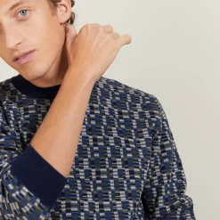 Maison Montagut Pull Graphique En Coton Et Laine - Lorenzo><noscript><img width=