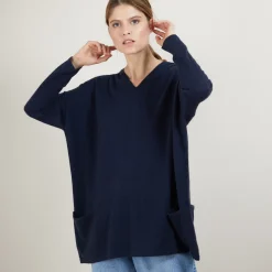 Maison Montagut Pull Oversize Col V En Cachemire Boutonne Dos - Binta>Femme Pulls