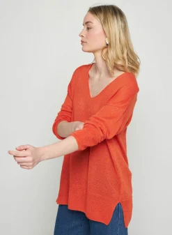 Maison Montagut Pull Oversize Col V En Lin - Tiphaine><noscript><img width=