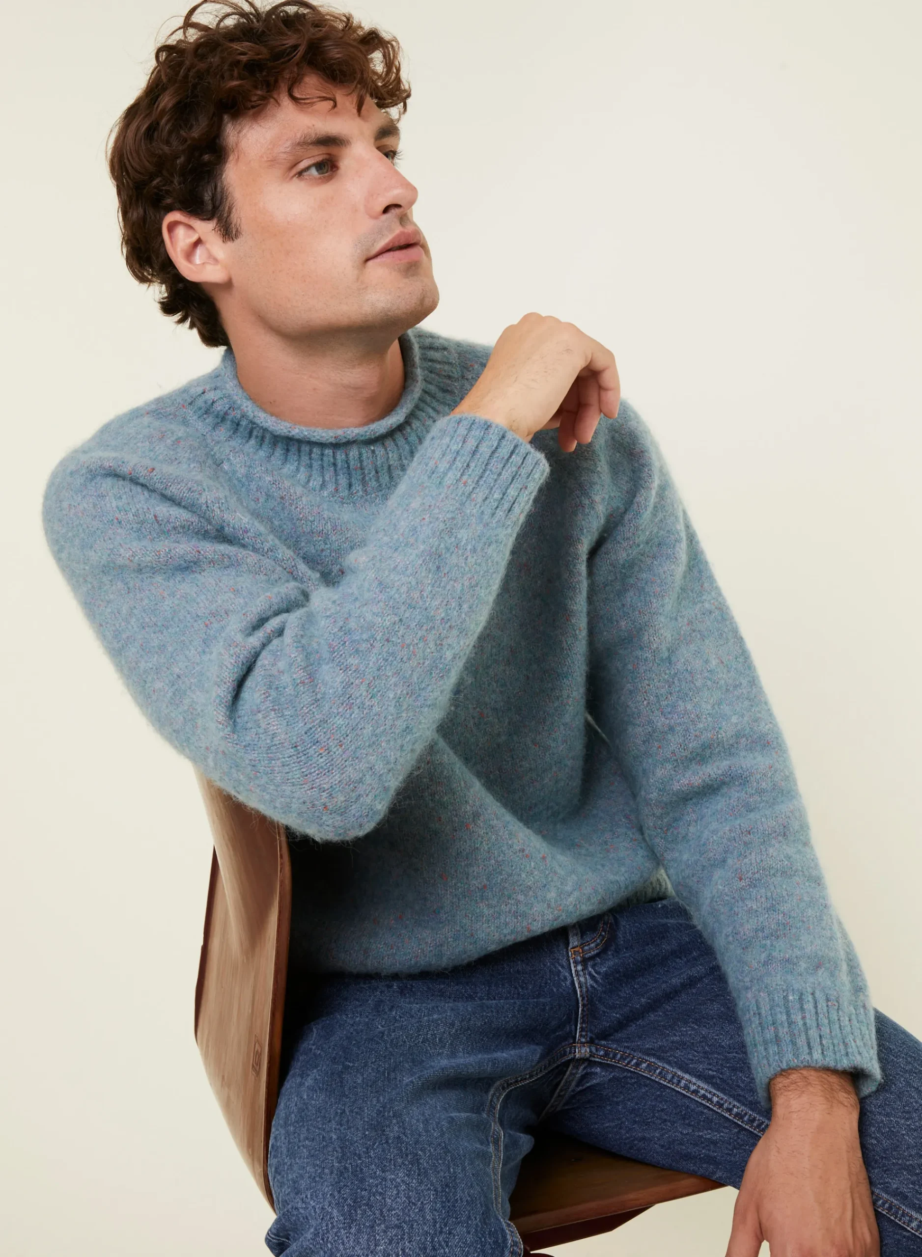 Maison Montagut Pull Ras De Cou Chine En Laine Melangee - Ferdinand>Homme Pulls