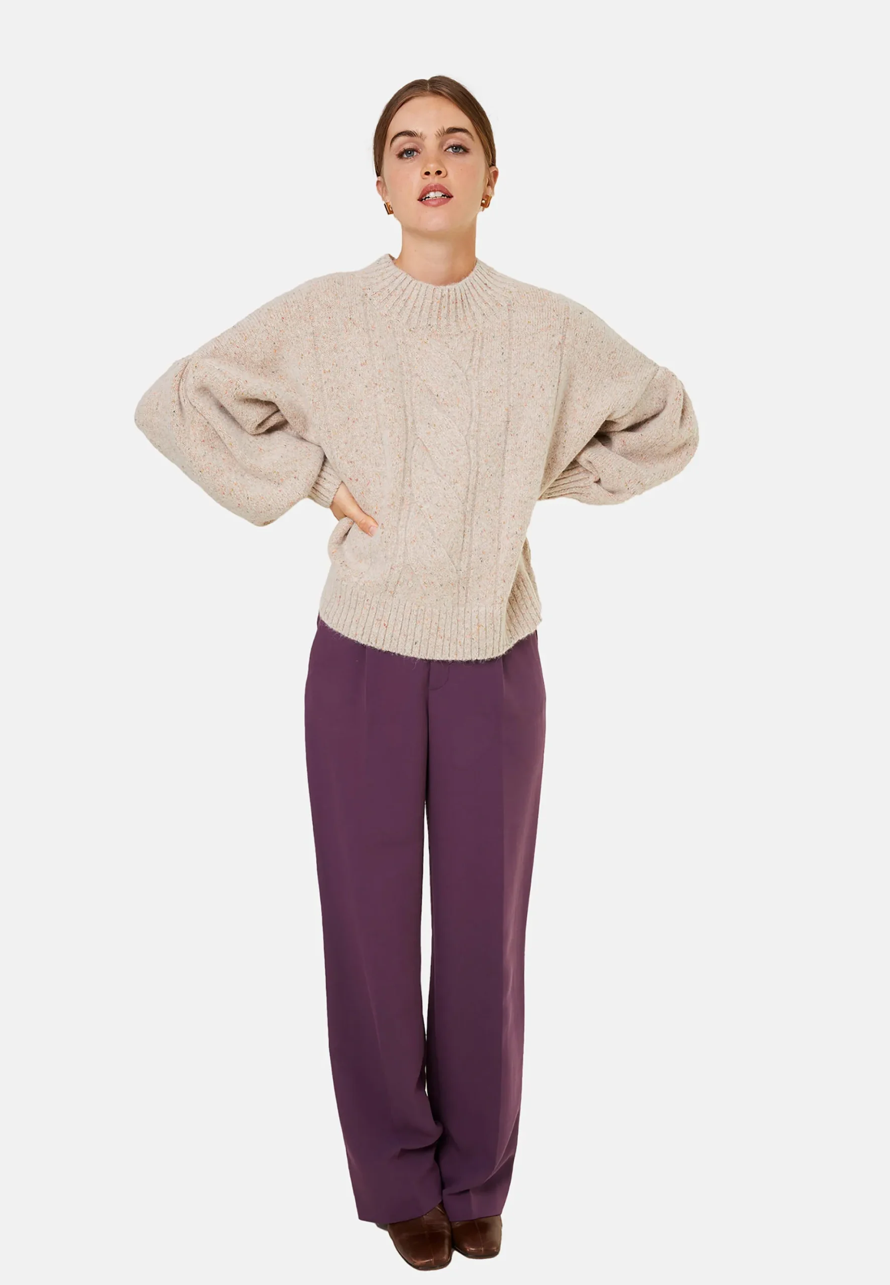 Maison Montagut Pull Ras De Cou Chine En Laine Melangee - Laetitia>Femme Pulls