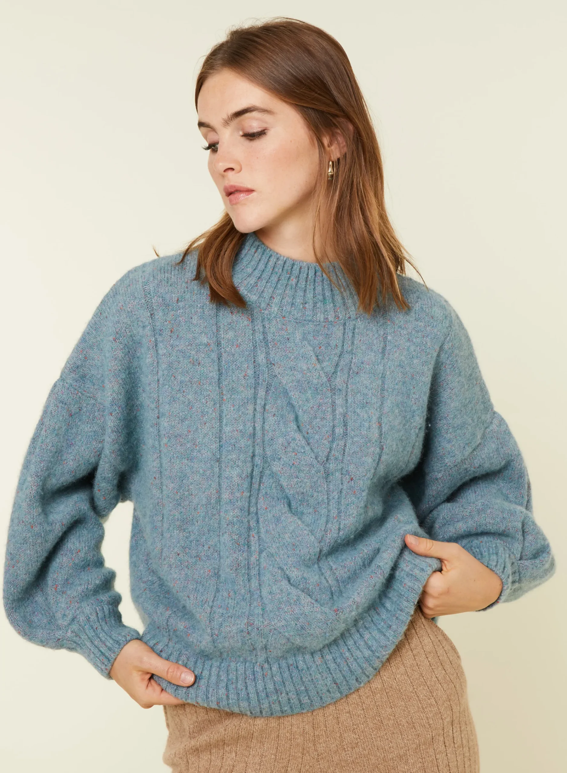 Maison Montagut Pull Ras De Cou Chine En Laine Melangee - Laetitia>Femme Pulls