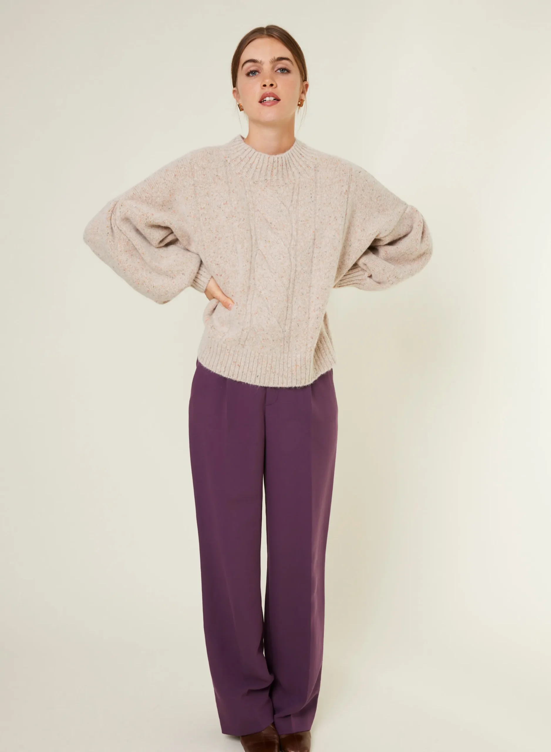 Maison Montagut Pull Ras De Cou Chine En Laine Melangee - Laetitia>Femme Pulls