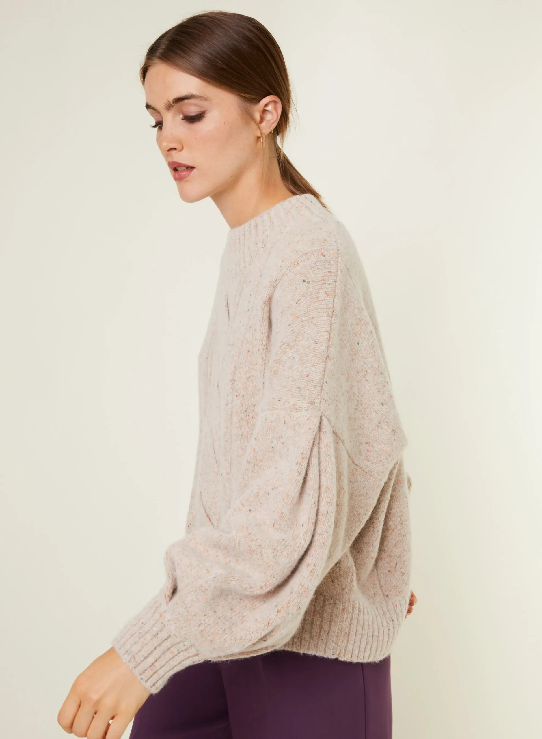 Maison Montagut Pull Ras De Cou Chine En Laine Melangee - Laetitia>Femme Pulls