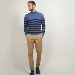 Maison Montagut Pull Raye Col Montant En Laine - Lazar>Homme Pulls