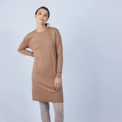 Maison Montagut Robe Col Rond En Laine Merinos - Blanche><noscript><img width=