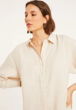 Maison Montagut Robe Longue Col Polo En Lin - Valerie><noscript><img width=