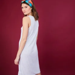 Maison Montagut Robe Longue En Lin Flamme - Bardot><noscript><img width=