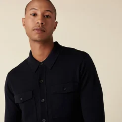 Maison Montagut Surchemise A Poches Plaquees En Laine Merinos - Andy><noscript><img width=