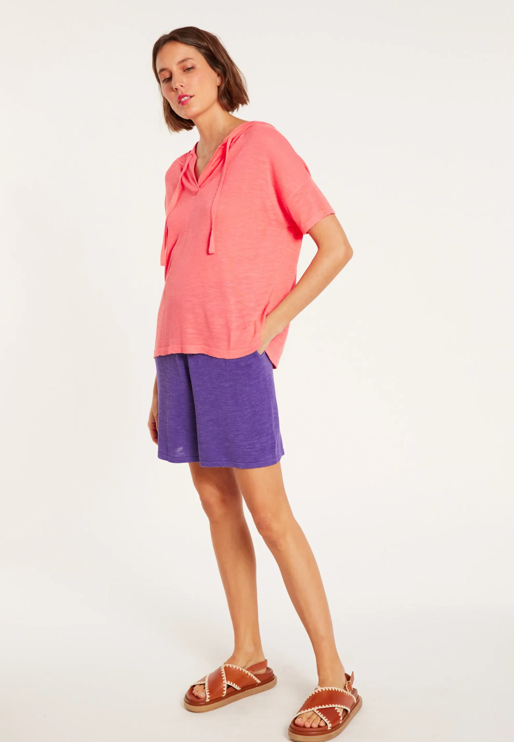 Maison Montagut Sweat A Capuche En Lin Flamme - Pivoine>Femme T-Shirts