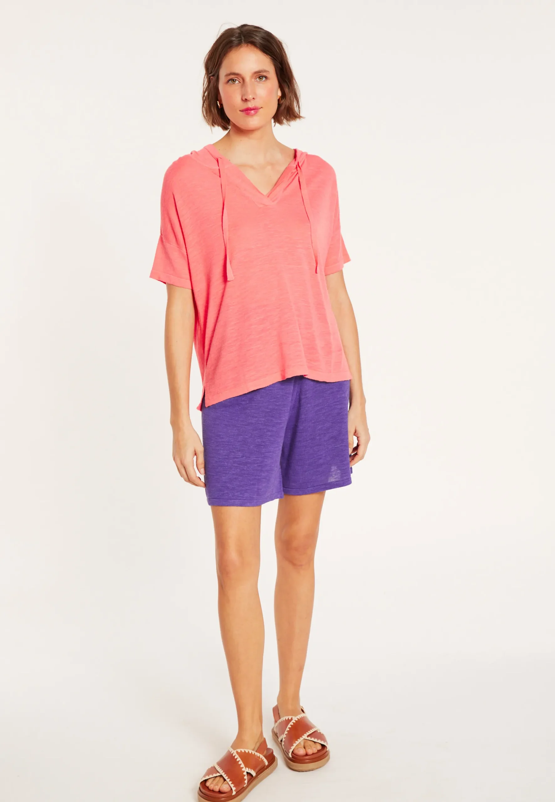 Maison Montagut Sweat A Capuche En Lin Flamme - Pivoine>Femme T-Shirts