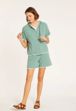 Maison Montagut Sweat Zippe Manches Courtes En Coton Brosse - Mackenzie><noscript><img width=