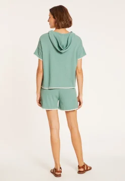 Maison Montagut Sweat Zippe Manches Courtes En Coton Brosse - Mackenzie><noscript><img width=