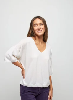 Maison Montagut T-Shirt A Manches Coudes En Cachemire Light - Solange><noscript><img width=