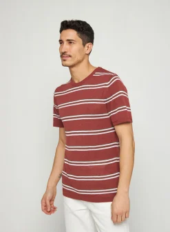 Maison Montagut T-Shirt A Rayures En Lin Flamme - Remi><noscript><img width=