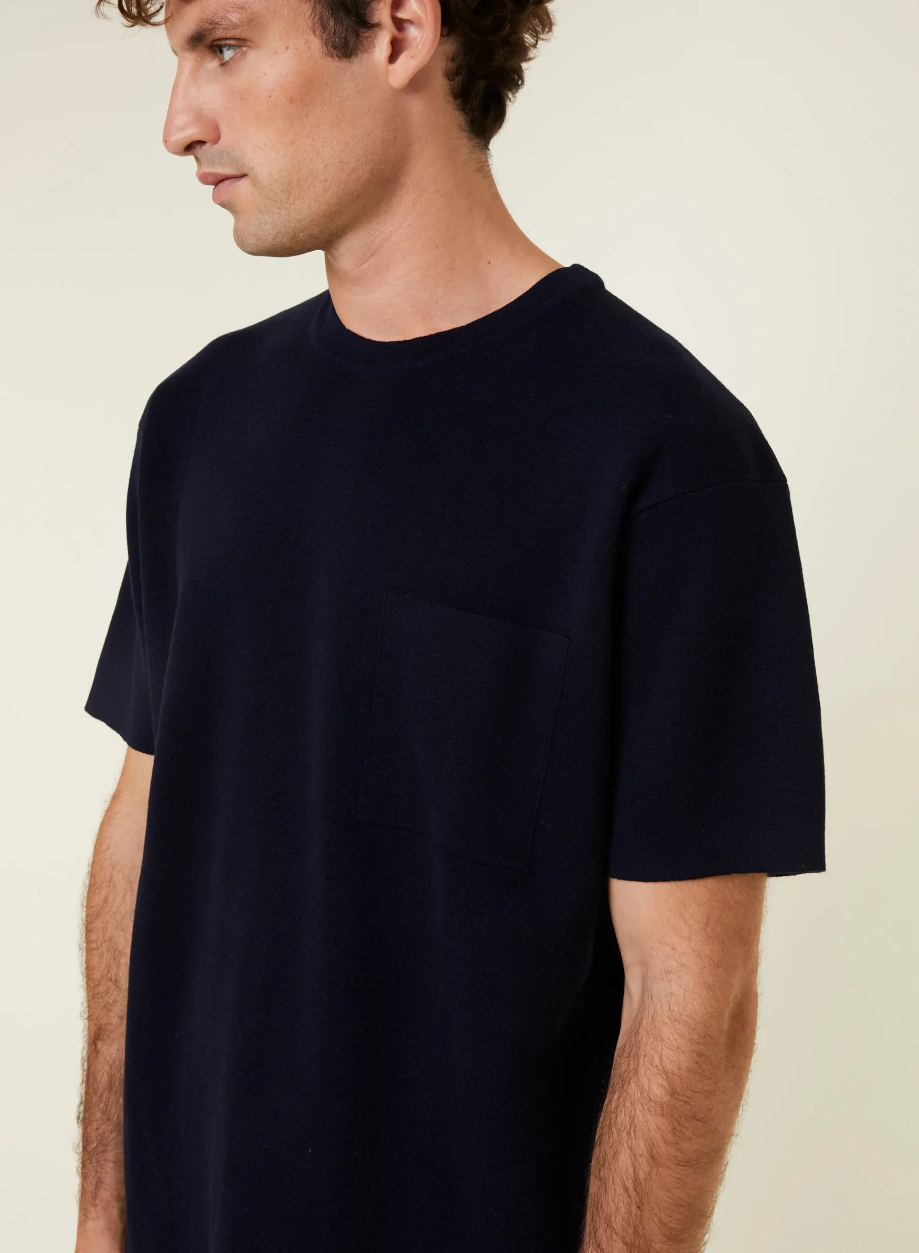 Maison Montagut T-Shirt Ample Avec Poche En Laine Merinos - Florentin>Homme T-Shirts
