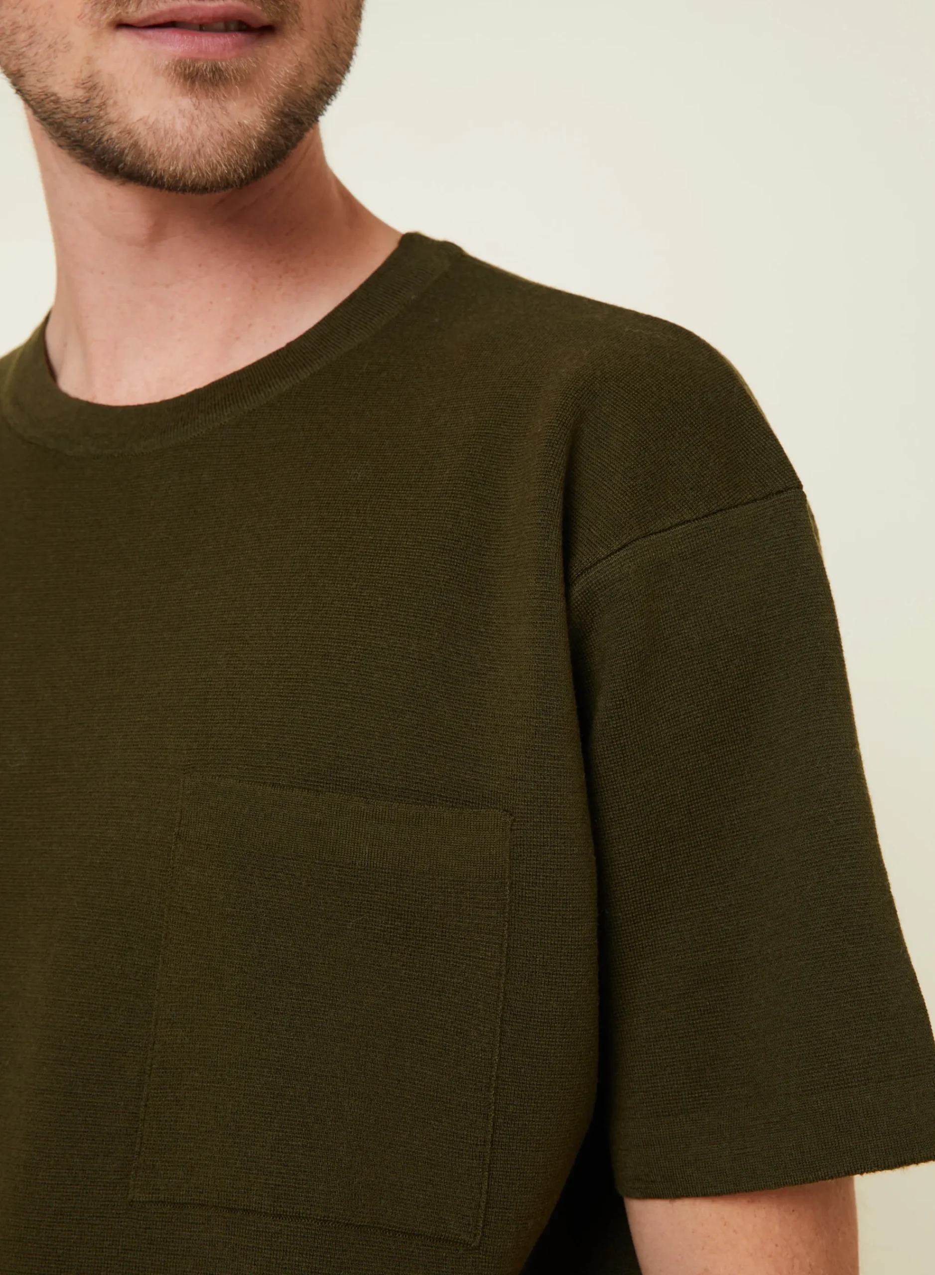 Maison Montagut T-Shirt Ample Avec Poche En Laine Merinos - Florentin>Homme T-Shirts