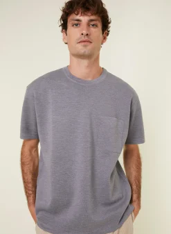 Maison Montagut T-Shirt Ample Avec Poche En Laine Merinos - Florentin><noscript><img width=