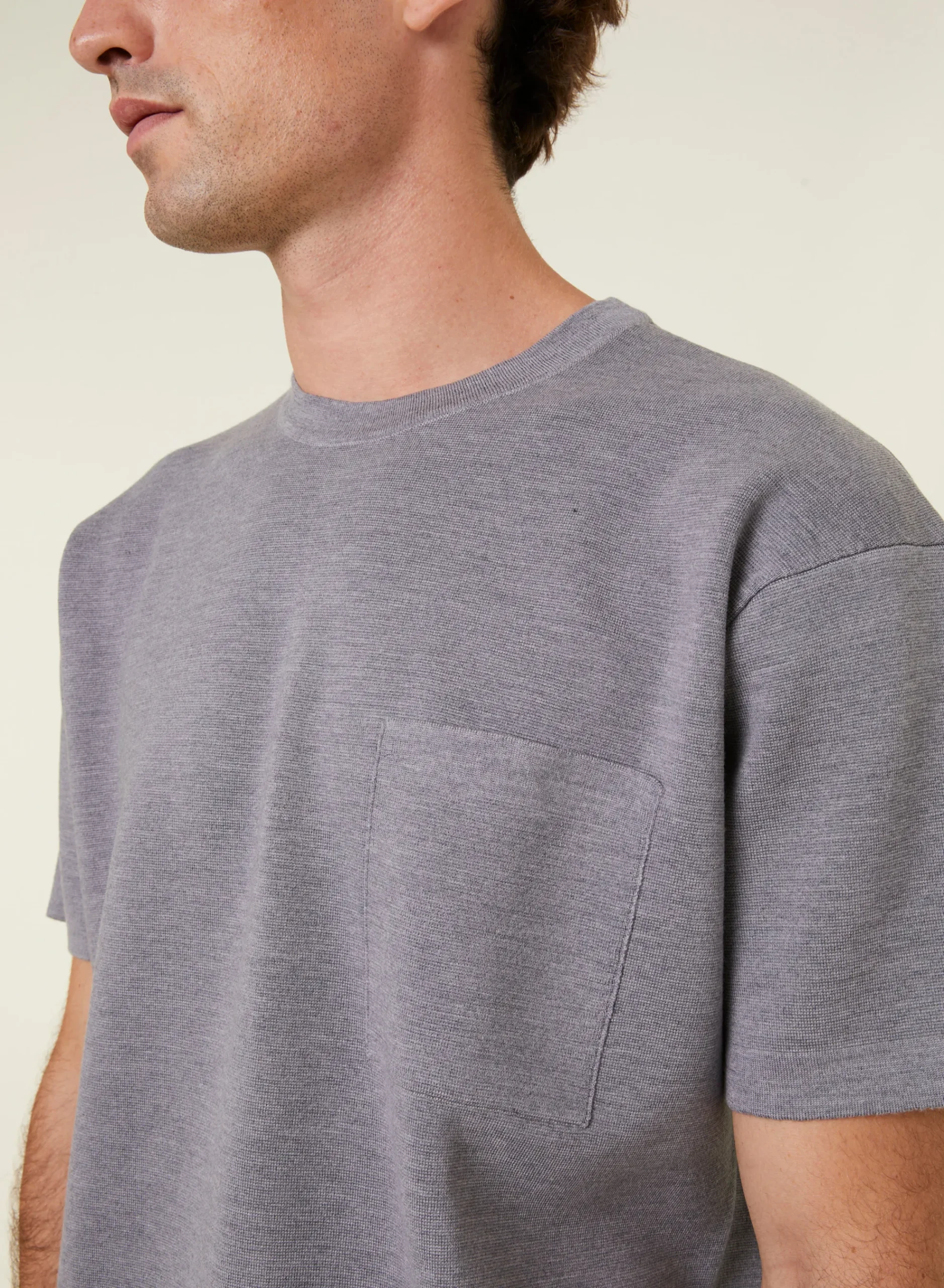 Maison Montagut T-Shirt Ample Avec Poche En Laine Merinos - Florentin>Homme T-Shirts