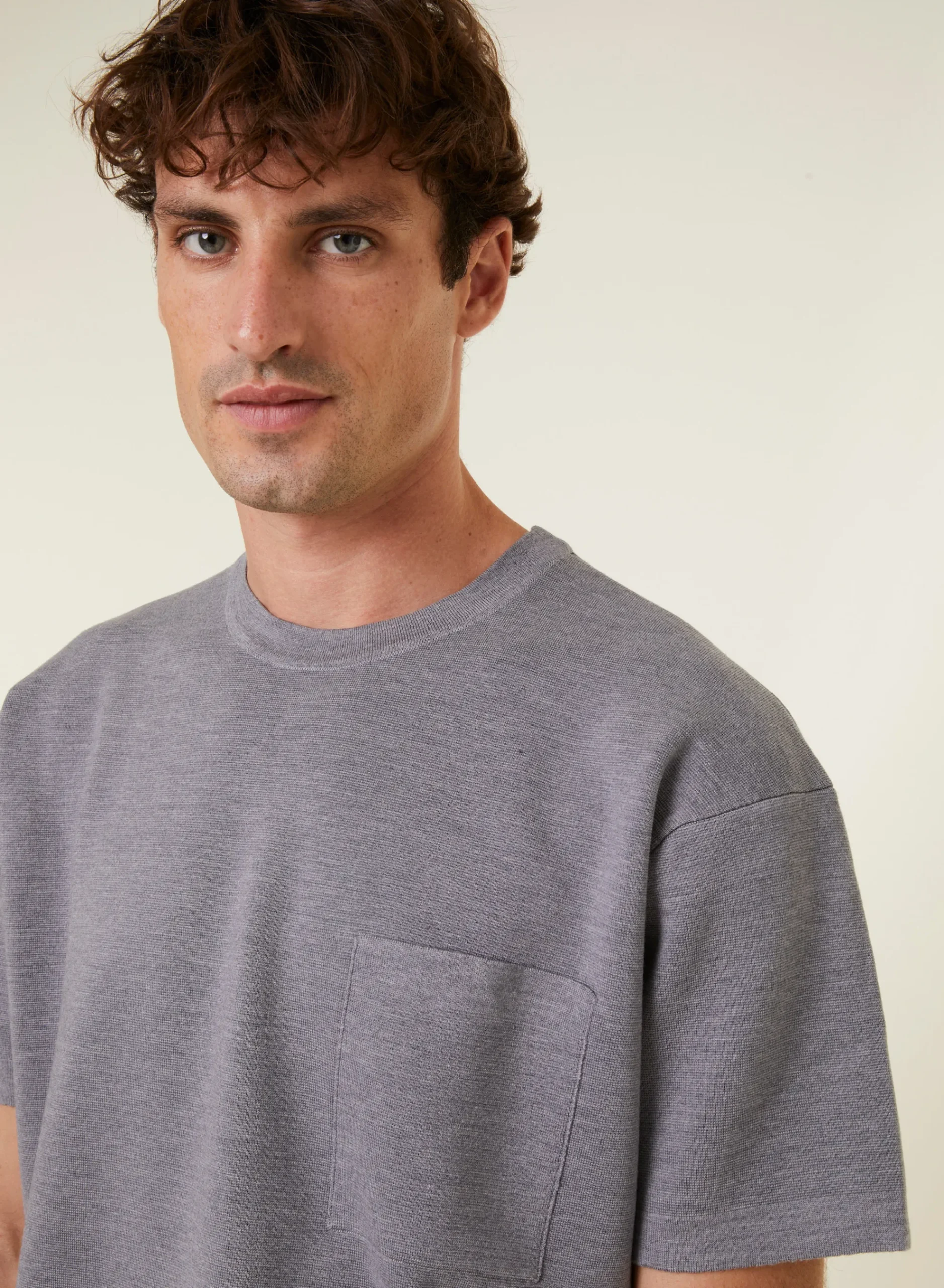Maison Montagut T-Shirt Ample Avec Poche En Laine Merinos - Florentin>Homme T-Shirts
