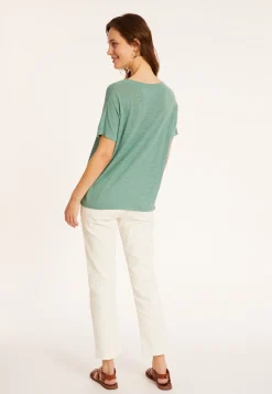 Maison Montagut T-Shirt Ample Col Rond En Lin Flamme - Pavot><noscript><img width=